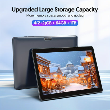 Android Tablet 10-Inch 2-in-1 with 1280x800 IPS Display, 64GB Internal Storage and Keyboard Bundle Options