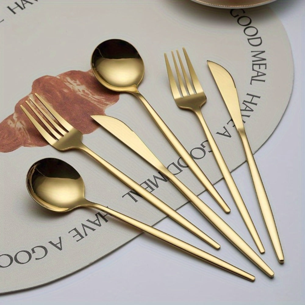 Gold Silverware Set 60 Pcs Service for 20 for Entryways, Bedrooms and Living Spaces, with the Listed Configuration