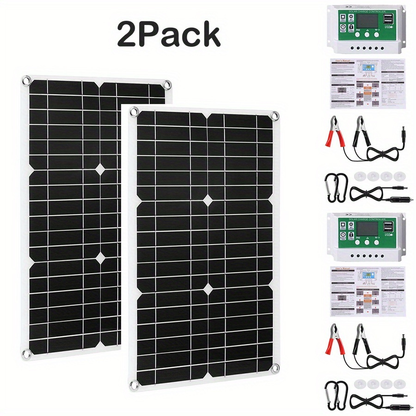 60-Watt Monocrystalline Solar Charging Kit with Green Controller and One- or Two-Panel Options