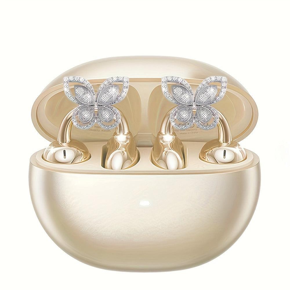 Clip On Wireless Earbuds Open Ear Bluetooth Headphones with Detachable Gemstone Earrings ANC for an Everyday Personal Care Routine