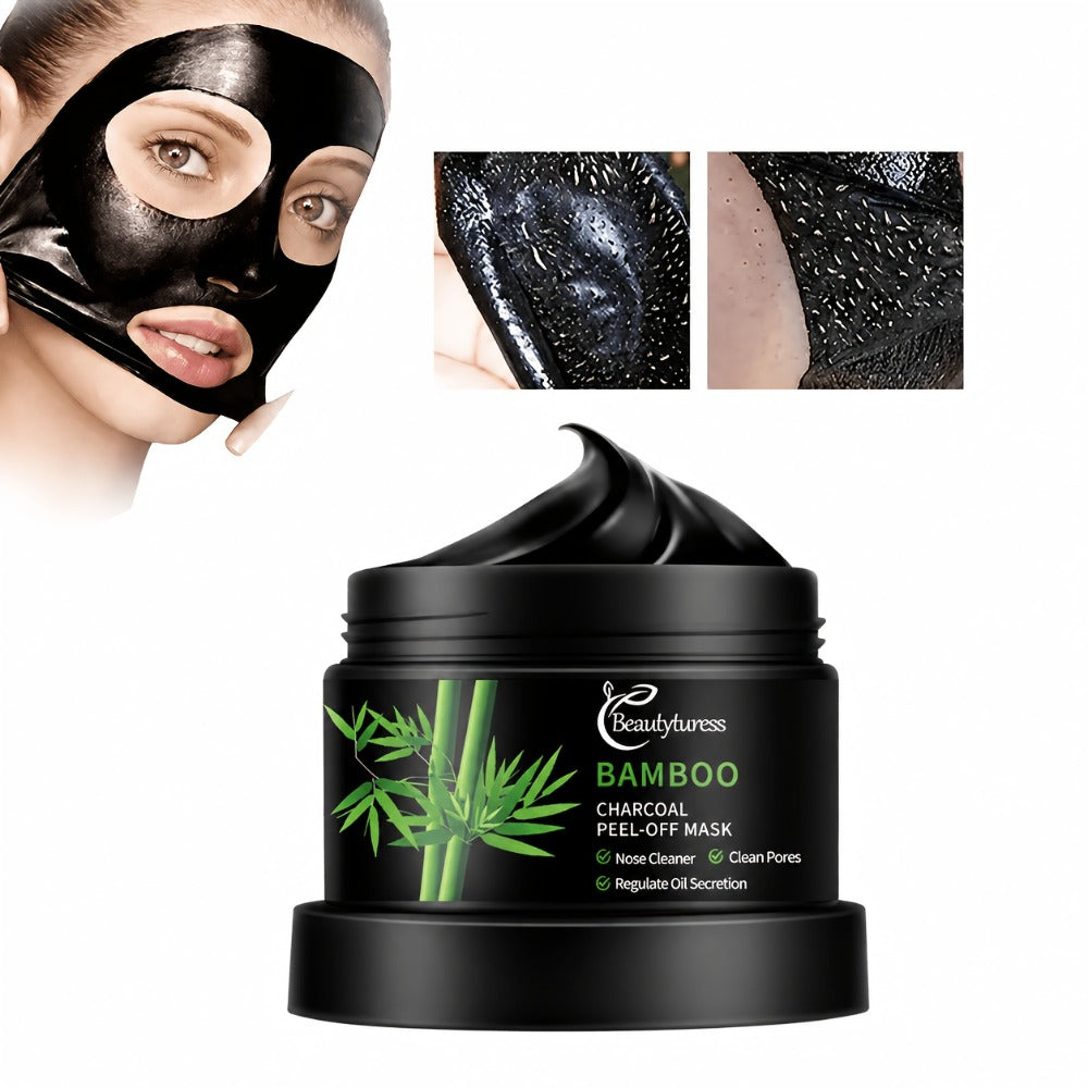 Bamboo Charcoal Clay Face Mask Deep Cleansing Pore Minimizing Oil Control Blackhead Remover for Bath Time, Home Spa and Personal Care