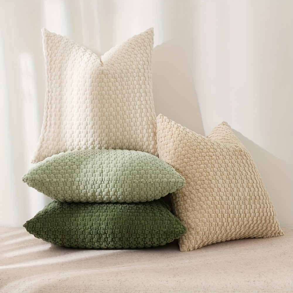 Velvet Throw Pillow Covers 4-Pack 20x20 Inch - Double-Sided Cushion Covers with Zipper Closure