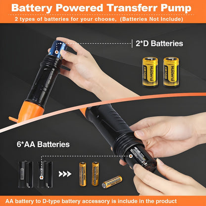 Electric Siphon Pump 2-Pack – Battery Operated Fuel Transfer Pump 2.6 GPM for Gas Diesel Oil, 35" Hose, Portable Hand Fuel Pump Multi-Use