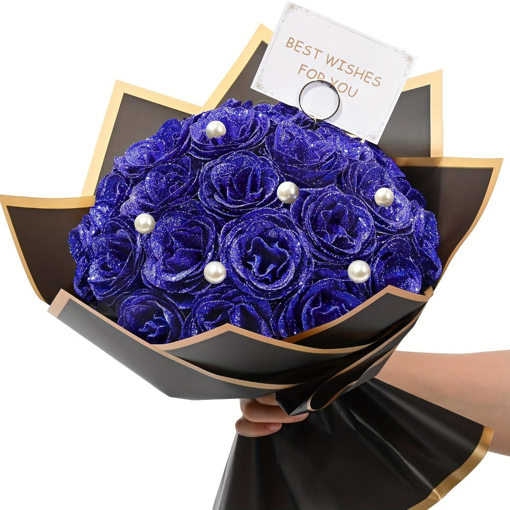 Artificial Flowers Flash-Shine Rose Bouquet in 24 or 36-Piece Sets across Five Color Options