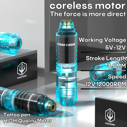 Tattoo Pen Kit Complete Beginner Set - Wireless Battery Tattoo Pen 1400mAh LCD Screen, 10pcs Cartridge Needles