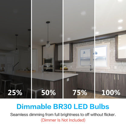 BR30 LED Flood Light Bulbs 12W 800 Lumens 5000K Daylight White Non-Dimmable, for Home, Desk and Accent Lighting