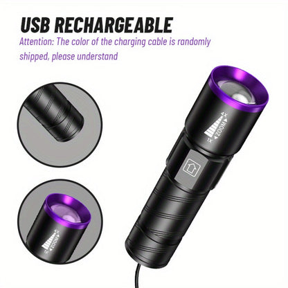 UV Blacklight 2 Pack Rechargeable Portable, Adjustable Brightness & Zoom Ultraviolet Lamp for Home and Salon Manicures