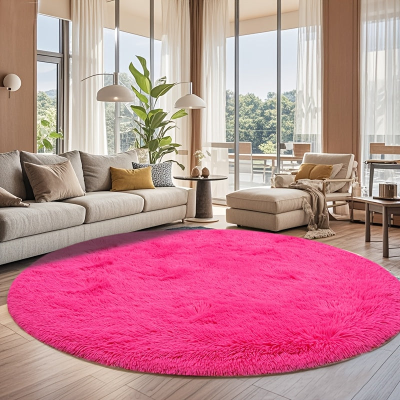 Area Rug Fluffy Faux-Fur Shag in Solid, Tie-Dye and Ombre Colors with Six available Room Sizes