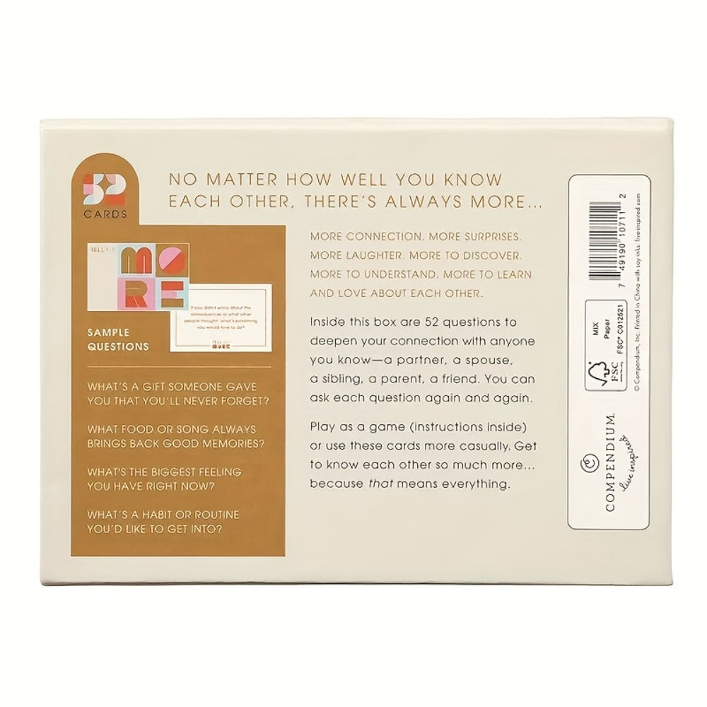 Tell Me More Conversation Card Game – Fun Icebreaker Question Cards for Friends, Family, Couples & Coworkers