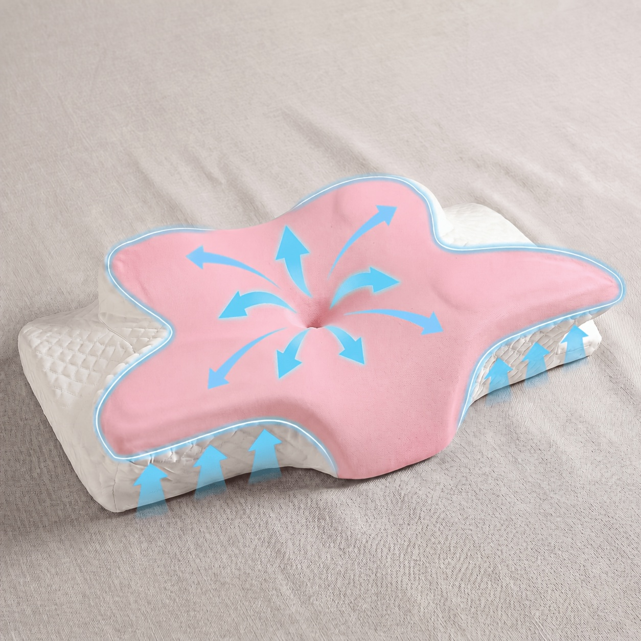 Cervical Neck Pillow for Sleeping - Butterfly Contour Memory Foam Support for Back & Side Sleepers