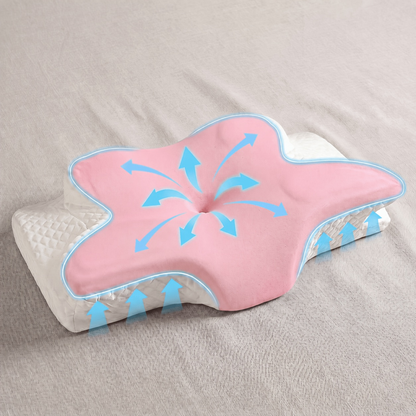Cervical Neck Pillow for Sleeping - Butterfly Contour Memory Foam Support for Back & Side Sleepers