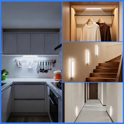 Motion Sensor LED Cabinet Light 4 Pack USB Powered – 3 Color Modes, Wireless Under Cabinet Lighting Bar