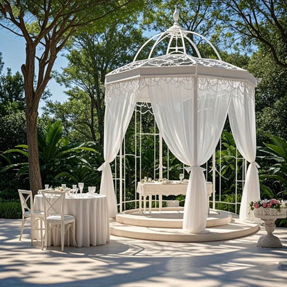 Four-Piece White Sheer Outdoor Curtain Set with Rod-Pocket Top and 152 x 304 cm Panel Size