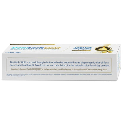 Denture Adhesive Cream Zinc-Free Olive Oil Formula, All Day for Full & Partial Dentures Petroleum-Free