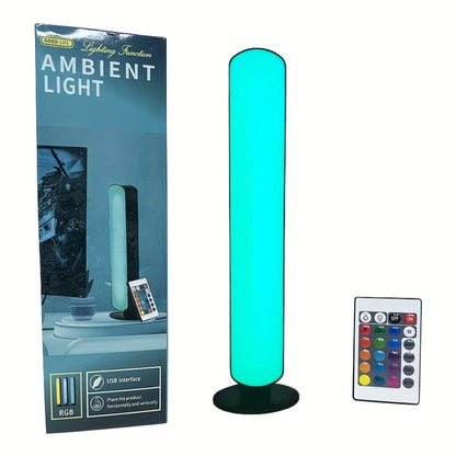 RGB LED Geometric Table Lamp with Remote Control – USB Powered Color-Changing Mood Light, Polished Metal End