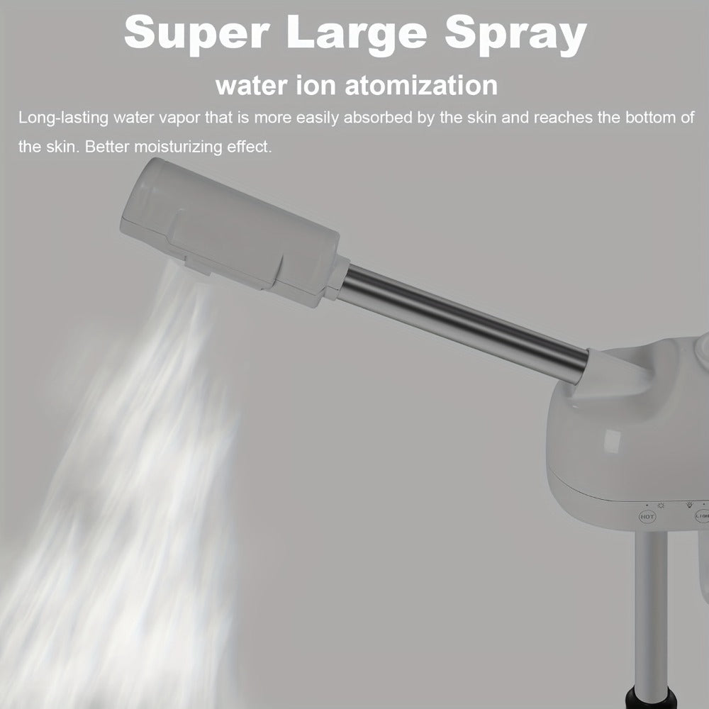 Standing Facial Steamer with Five-Wheel Rolling Base, Black or White Head and Adjustable 26.8–36.4-Inch Height