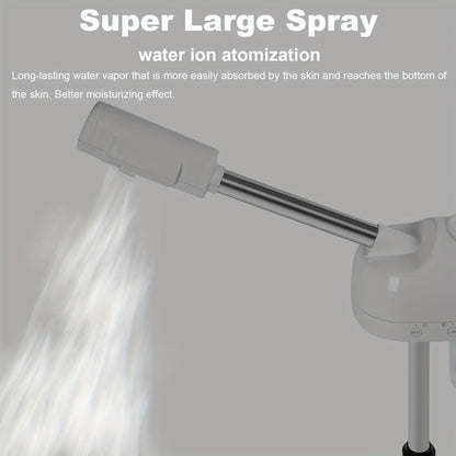 Standing Facial Steamer with Five-Wheel Rolling Base, Black or White Head and Adjustable 26.8–36.4-Inch Height