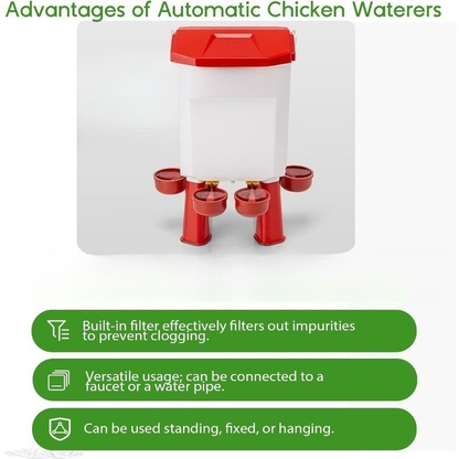Chicken Waterer Float Ball 2 3 Gallon Feeder Combo Set for Garden, Patio and Yard Use, with the Listed Configuration