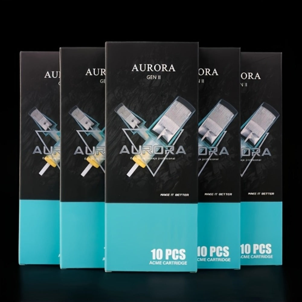 Tattoo Cartridge Needles with Aurora II Label, 10-Pack Curved Magnum Choices from 1229CM to 1249CM