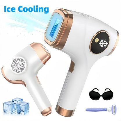 IPL Hair Removal Device Sapphire Ice Cooling Painless 999900 Flashes 9 Modes – At-Home Permanent Hair Reduction for Women Men Face Body