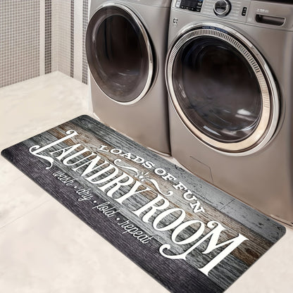 Farmhouse Laundry Room Runner Rug – Retro Kitchen & Bathroom Mat, Anti-Slip Floor Runner for Laundry Room