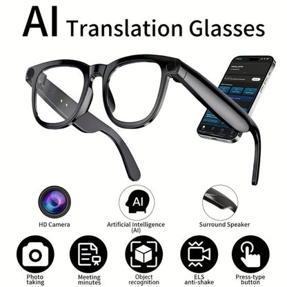 Smart Glasses Camera and Camera-Free Eyewear with Photochromic, Transparent and Black Lens Options
