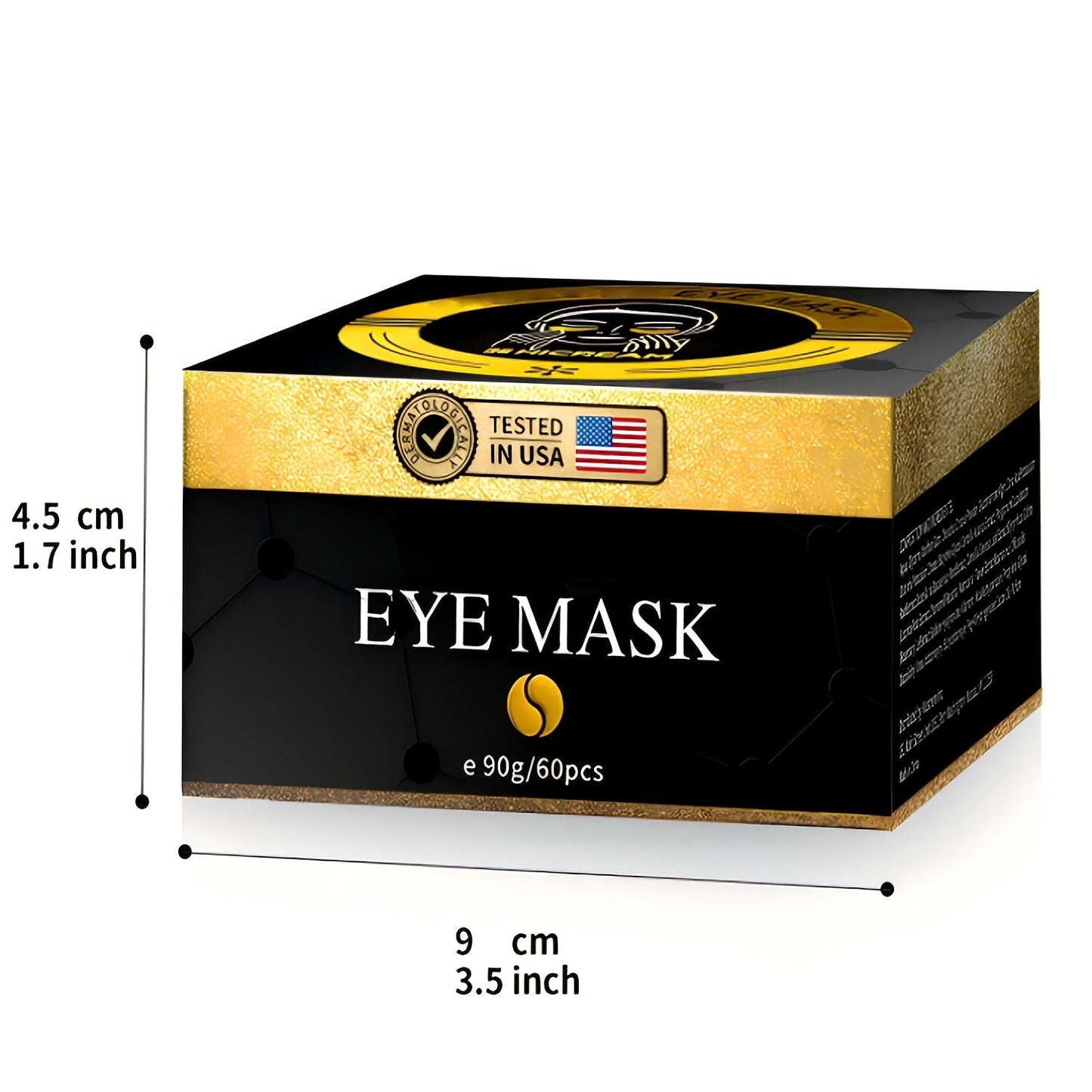 60-Piece Gold-Tone Under-Eye Patch Box with Individual Packs and Collagen and Hyaluronic Acid Wording