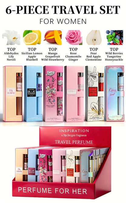 Perfume Gift Set Six 35ml Eau de Parfum Sprays in Individual Boxes and Open Display Carton for Women