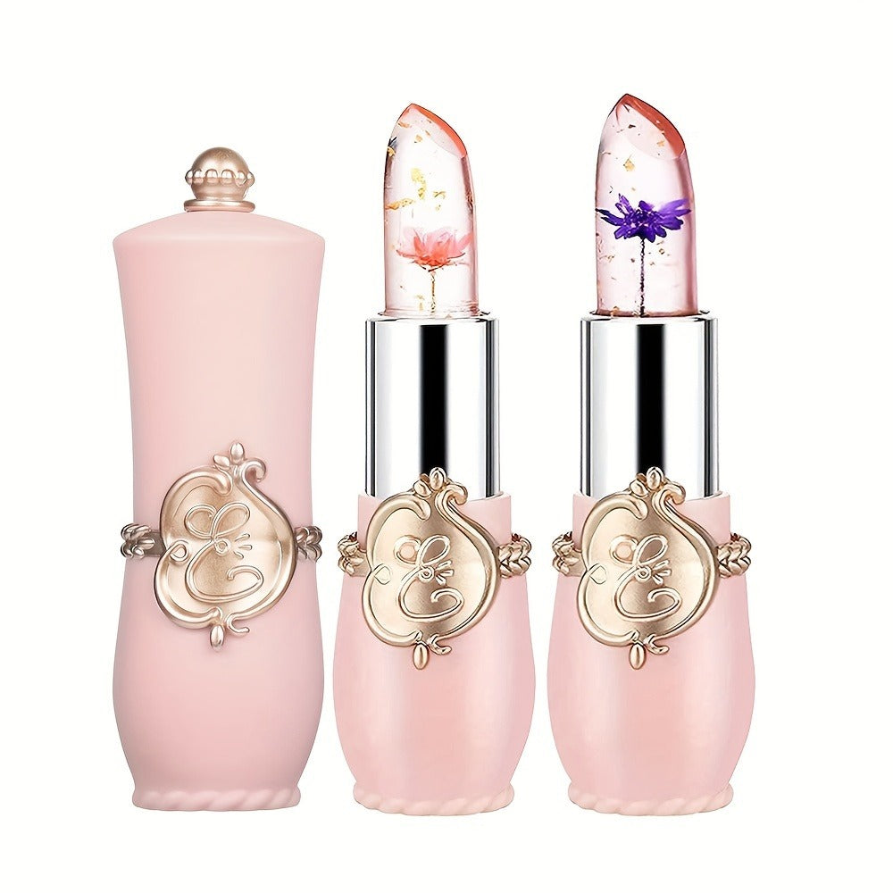 Lipstick Set, 12-Piece Flower-Core Jelly Collection with Pink-and-Black or Black-and-Black Case Options