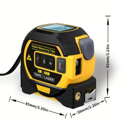 3-in-1 Laser Tape Measure Digital Laser Rangefinder Steel Tape Measure Cross Laser Level High for Entryways, Bedrooms and Living Spaces