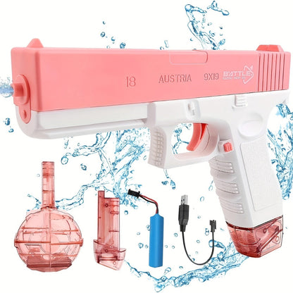 Compact Electric Water Blaster with 500cc and 60cc Detachable Reservoirs, Blue or Pink Body Design