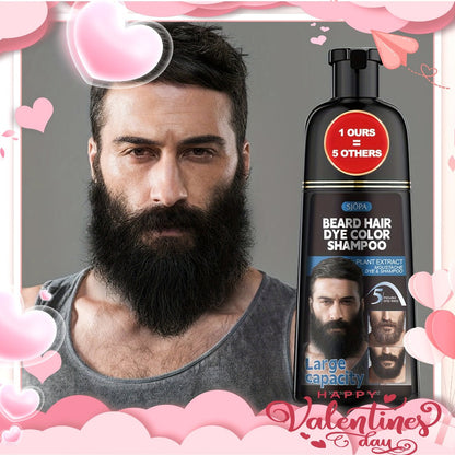Men's Black Beard Dye 3-in-1 Hair & Beard Color Kit - Fast Blackening in 10-15 Minutes, Nourishing Skin-Safe Formula