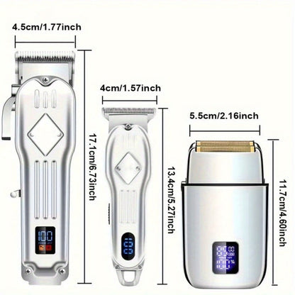 Hair Clipper Kit for Men Cordless USB Rechargeable LCD Screen Beard Trimmer Hair Cutting Set for Entryways, Bedrooms and Living Spaces
