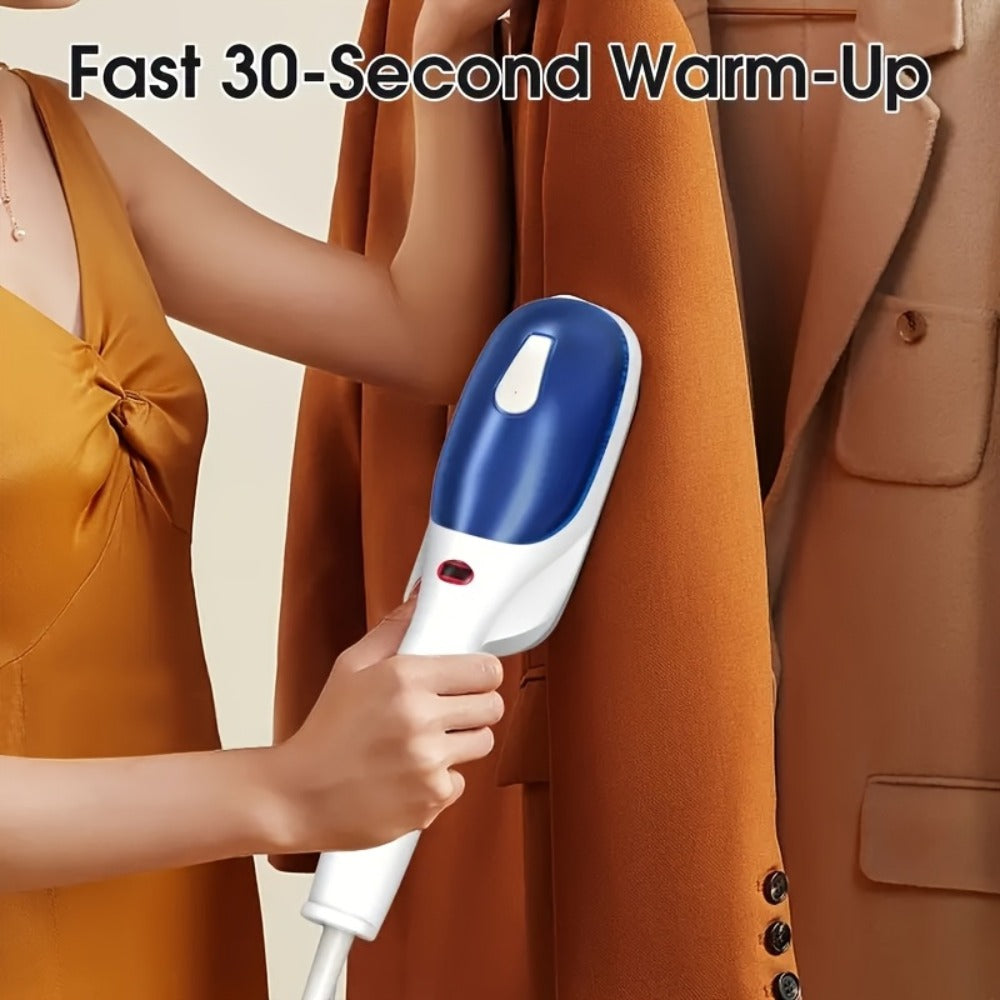 Green Handheld Garment Steamer and Dry Iron with Heated Face, Removable Brush and Filling Cup