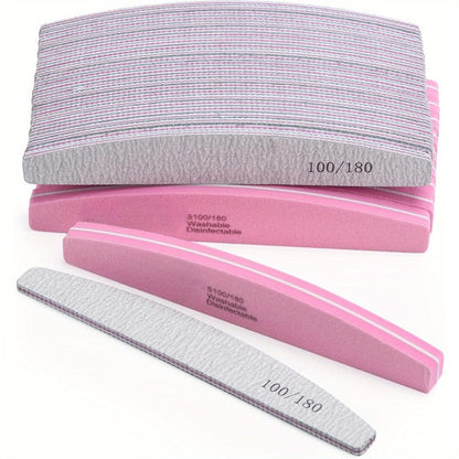 Nail Files and Buffers Professional 100 180 Grit Double-Sided Sanding Boards Reusable Polishing Blocks for Manicure Pedicure Salon Home Use