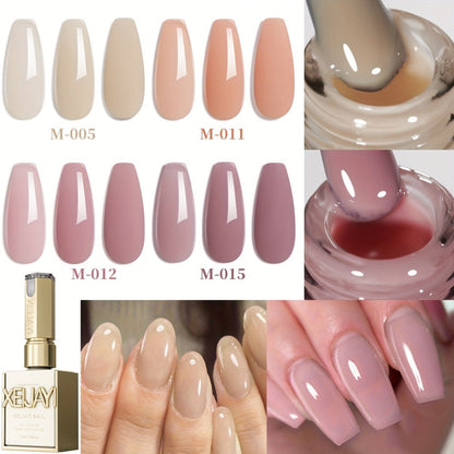Gel Nail Polish 4-Piece Icy Nude Jelly Set in Frame Bottles with Shades 05, 11, 12 and 15 for Manicures