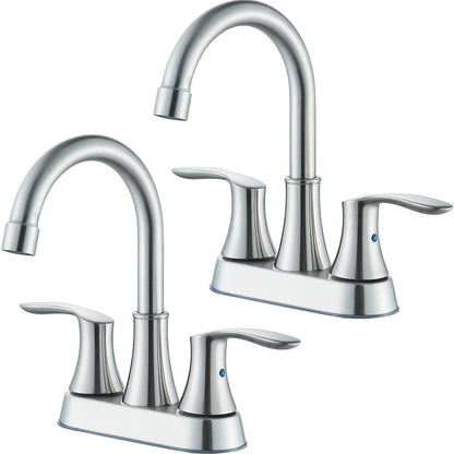 Centerset Bathroom Faucet 2 Handle 4 Inch – Dual Handle Vanity Sink Faucet with Pop-Up Drain & Supply Lines
