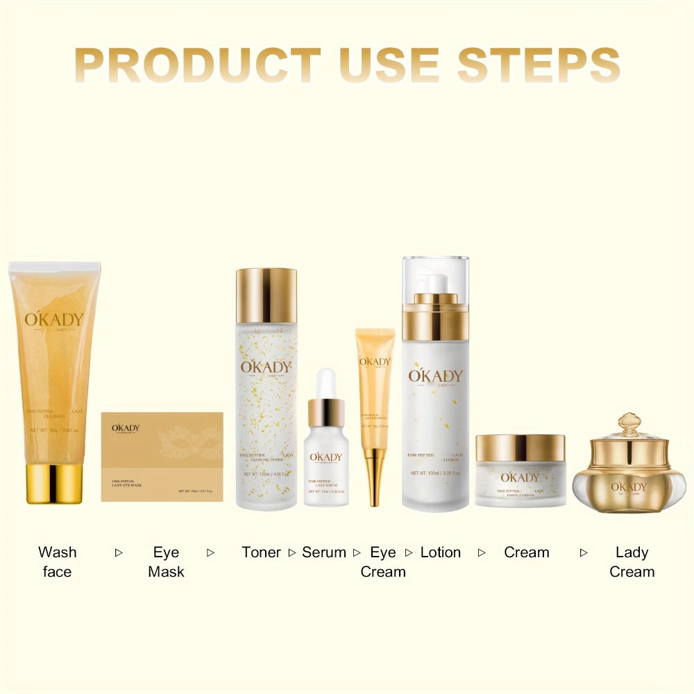 Skin Care Set for Women 24K Gold Polypeptide Complete Day & Night Routine Peptide Face Care Kit All Skin Types Luxury Gift Set