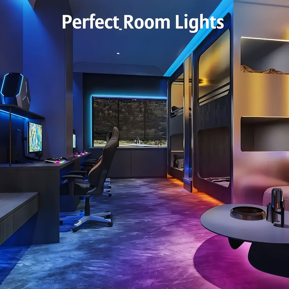 RGB LED Smart Light Strip 200FT Music Sync Color Changing, 44-Key Remote, Multi-Color Adjustable