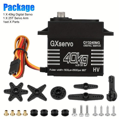 High Torque Digital Servo 180° Metal Gear, 25T Servo Arm for 1/8 1/10 RC Cars Trucks Crawlers & Robots