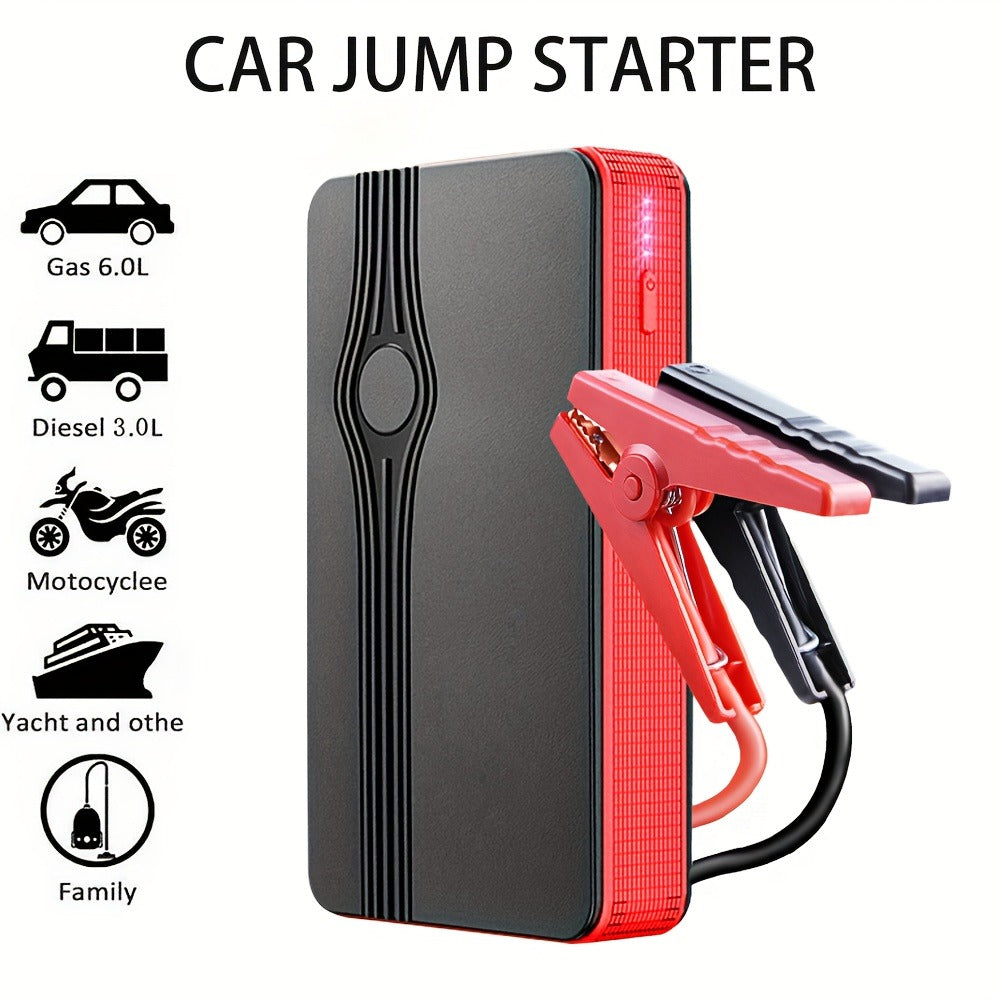 Portable Car Jump Starter Power Bank 200A Peak – 12V Emergency Battery Booster for Gas Engines Under 2.0L, USB & Type-C Charging, LED Light