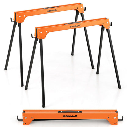IRONMAX Folding Sawhorse 2 Pack Portable Collapsible Work Support Horses with Metal Frame Anti-Slip Pads