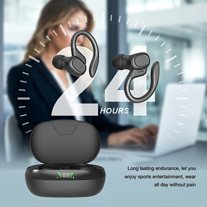 Wireless Earbuds Bluetooth 5.4 Open-Ear Sport Hooks with LED Charging Case in Black or Pale Red