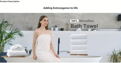 Bath Towels Set 4 Piece Diamond-Pattern Microfiber Towels in 10 Solid Color Options for Home and Guest Use