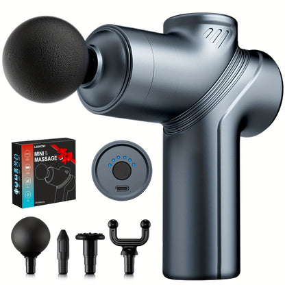 Portable Percussion Massage Gun – Ultra-Quiet Motor, 4 Massage Heads & 6 Adjustable Speeds | Handheld Deep Tissue Massager for Muscle