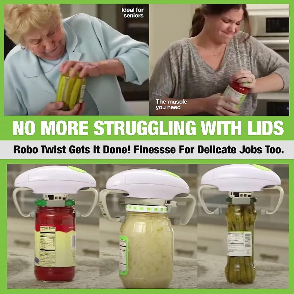 Electric Jar Opener & Bottle Opener, One-Touch Lid Opener for Arthritic Hands, Seniors & Weak Grip