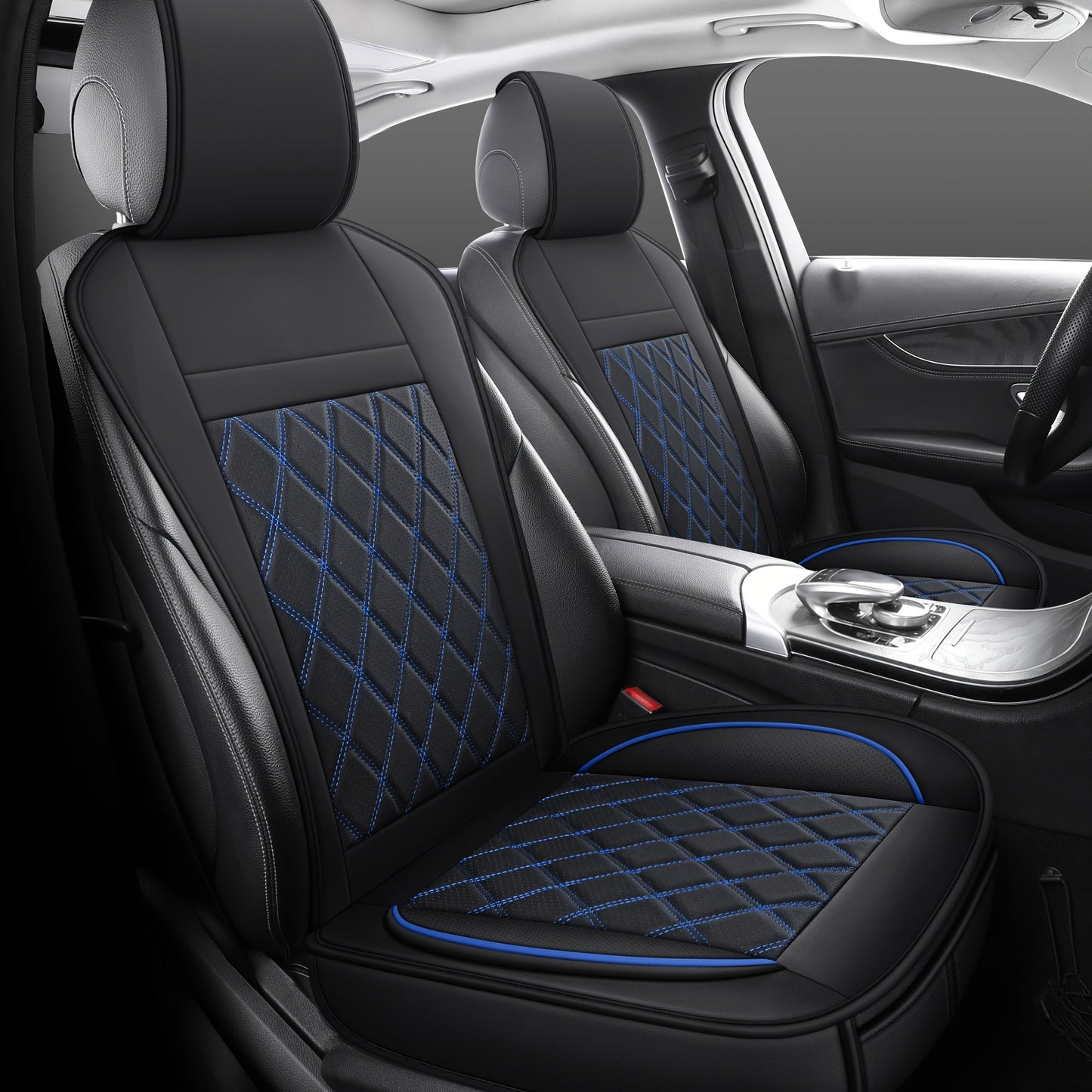 Car Seat Covers Front Pair with Full-Surround High-Back Design and Fifteen Color or Pattern Options