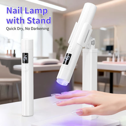 French Manicure Nail Stamper LED Lamp Kit, 4-Head Portable Rechargeable DIY Nail Art Tool with Nail Sticker