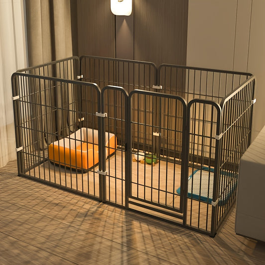 Indoor Dog Playpen Enclosure – Stainless Steel Multi-Functional Pen with Rest, Play & Potty Area | Flexible Shape for Small to Medium Dogs