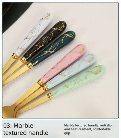 Stainless Steel Flatware Set 24pcs Marbled Handle Knives Forks Spoons with Gift Box & Storage Rack